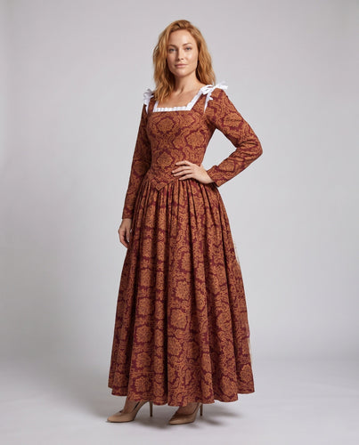Damen historische Ballkleid mit fließendem Rock und eleganten Spitzenärmeln Shop Nory