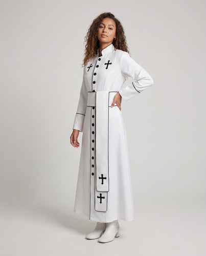 Damen Klerikales Gewand mit kunstvollen Kreuzdetails Shop Nory
