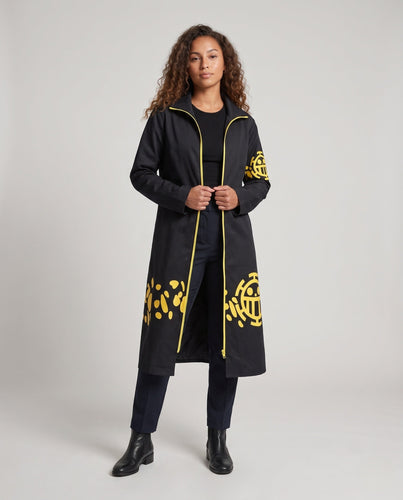 Damen langer Kapuzenmantel mit grafischem Druck und hochwertigem Material Shop Nory