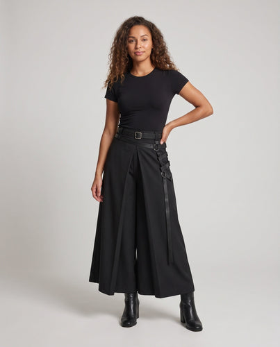 Damen modischer Rock mit dekorativen Schnallen und asymmetrischem Schnitt Shop Nory