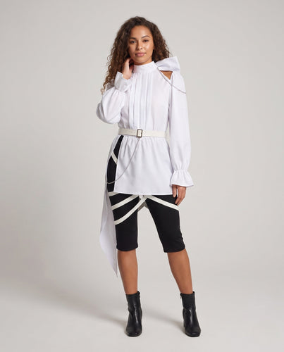 Damen modisches Zweiteiler-Set mit Rüschendetails und einzigartigen Accessoires Shop Nory