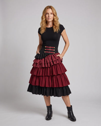 Damen voluminöser Rüschensock mit dekorativen Knopfdetails Shop Nory