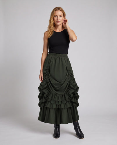 Frauen voluminöser Rüschenskirt mit elastischem Taillenbund und schwingendem Design Shop Nory