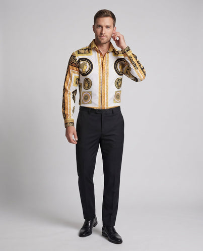 Herrenmodehemd mit künstlerischem Druck und eleganten Details Shop Nory