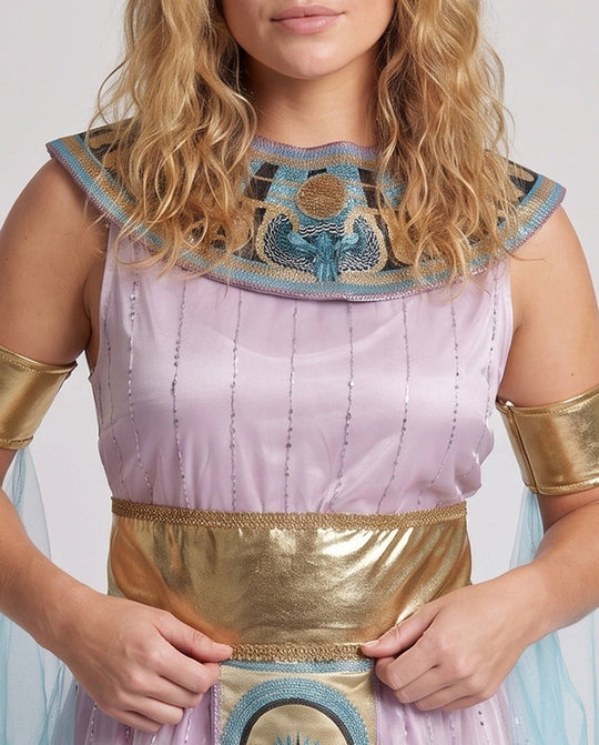 Damen ägyptisches Königinnenkostüm mit glamourösem Kopfschmuck und Tülldetails Shop Nory