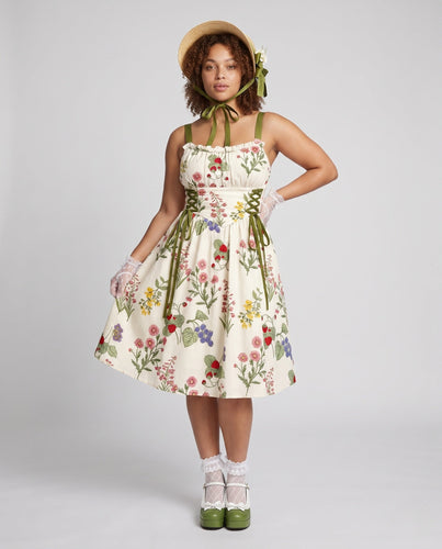 Damen Blumenkleid mit Rüschen und verstellbaren Trägern Shop Nory