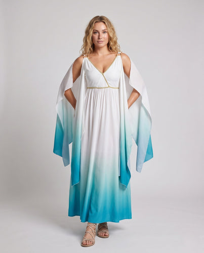 Frauen Boho Maxikleid mit schimmerndem Chiffon und fließenden Ärmeln Shop Nory
