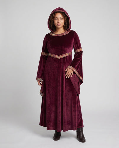 Damen elegantes Kapuzenkleid mit weit ausgestellten Ärmeln Shop Nory