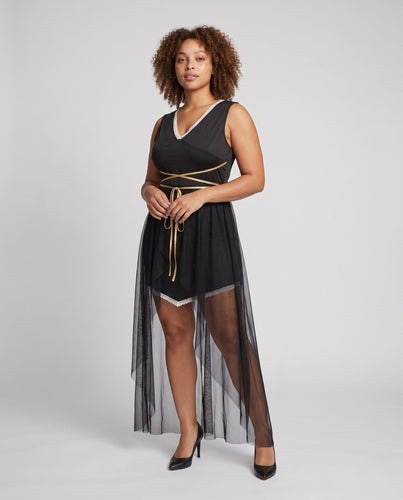 Damen elegantes Kostümkleid mit transparenten Akzenten Shop Nory