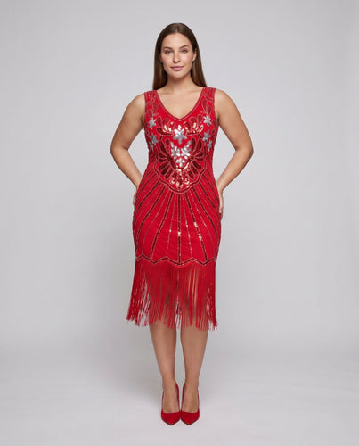 Frauen Funkelnde Fransen Kleid mit Eleganter Pailletten Dekoration Shop Nory