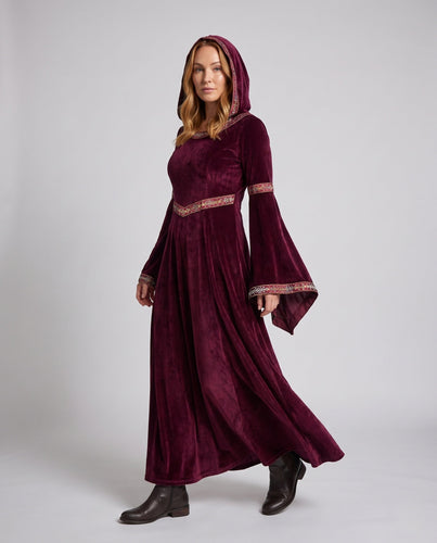 Damen historisches Kapuzenkostüm mit eleganten Trompetenärmeln Shop Nory
