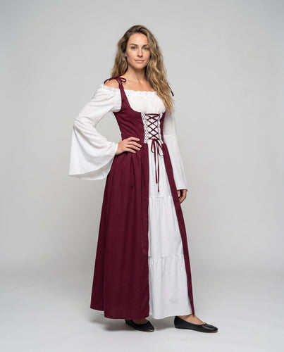 Frauen historische mittelalterliche Kleid mit charmantem Schnitt und elegantem Gürtel Shop Nory