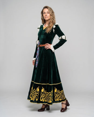 Damen historisches Samtkleid mit keltischen Verzierungen Shop Nory