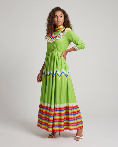 Damen Maxikleid mit buntem Rüschensaum Shop Nory