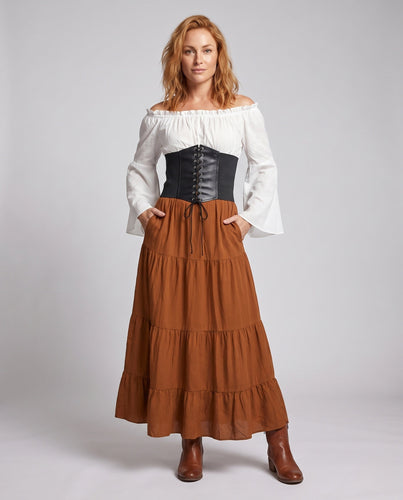 Maxikleid für Frauen mit romantischem schulterfreiem Ausschnitt und tailliertem Oberteil Shop Nory