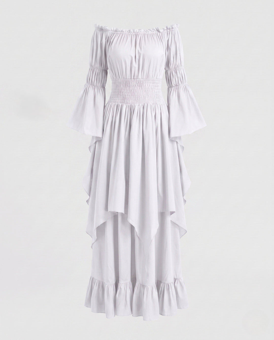 Damen Maxi-Kleid mit voluminösen Rüschen und elegantem Peplum Shop Nory
