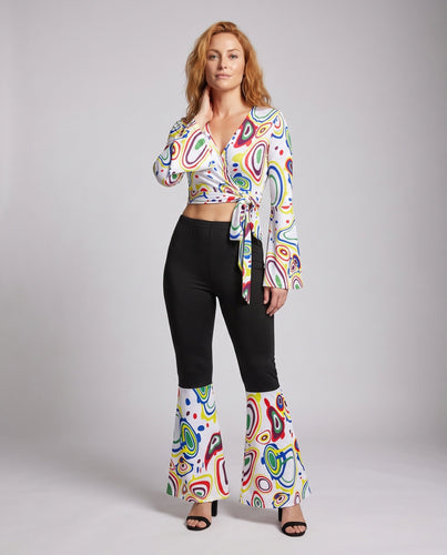 Damen modernes Boho-Set mit Wickeloberteil und weiten Hosen Shop Nory