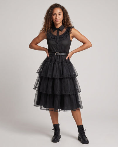 Damen Raffiniertes Tüllkleid mit Volant Shop Nory