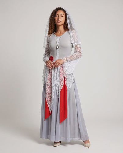 Damen Romantisches Hochzeitskleid mit Spitzenapplikationen und elegantem Schleier Shop Nory