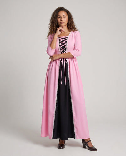 Frauen romantisches Maxikleid mit Schnürung und zweifarbigen Akzenten Shop Nory