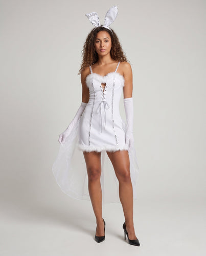 Damen verführerisches Hasenkostüm mit funkelnden Akzenten und elegantem Tüll Shop Nory