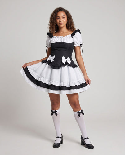 Damen verspieltes Dienstmädchen-Kostüm mit Rüschendetails Shop Nory