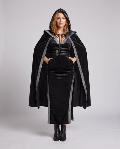 Damen elegantes Kostümkleid mit Kapuze und Schößchen Shop Nory