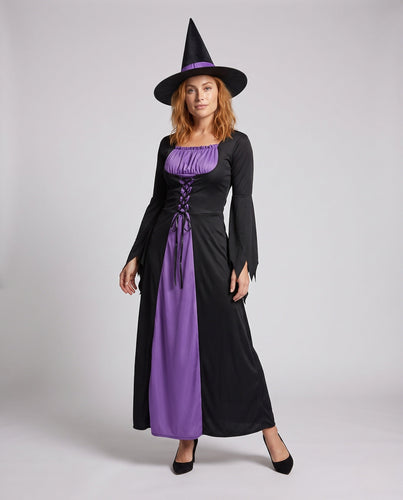 Damen Hexenkostüm mit auffälligen Flügelärmeln und elegantem Hut Shop Nory