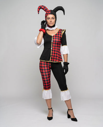 Damen Joker Kostümset mit Hut und Handschuhen Shop Nory