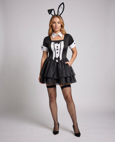 Damen Kostüm mit Hasenohren und Rüschendetails Shop Nory
