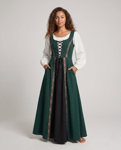 Damen Langarm Kleid mit detailreicher Schnürung und floralen Akzenten Shop Nory