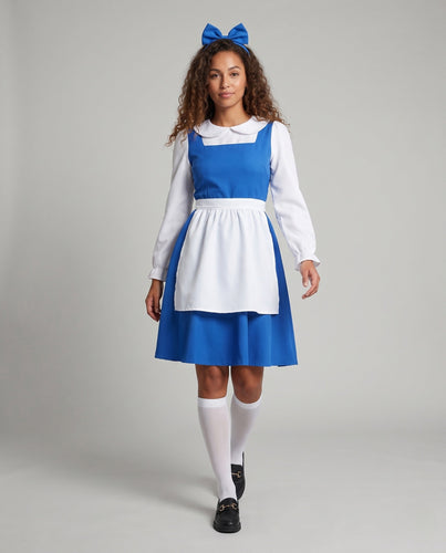 Damen Märchenhaftes Kleid im Alice im Wunderland Stil mit langen Ärmeln und Kragen Shop Nory