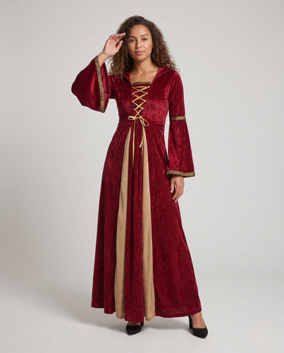 Damen märchenhaftes Kostümkleid mit Kapuze und weiten Ärmeln Shop Nory