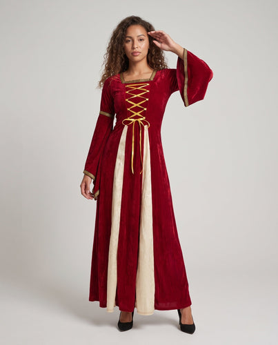 Damen Märchenhaftes Kostümkleid mit weit ausgestellten Ärmeln und Spitzenakzenten Shop Nory