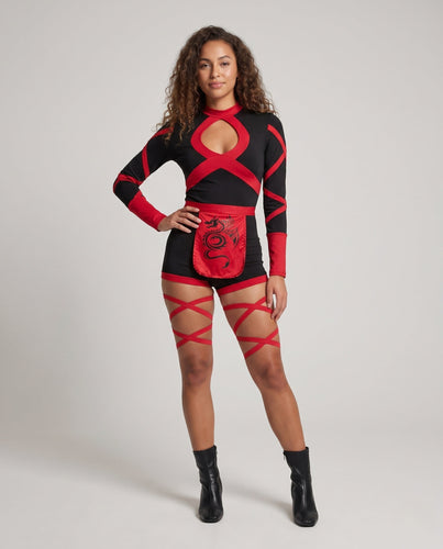 Damen Sexy Catsuit mit Cut-Outs und Rüschen Shop Nory