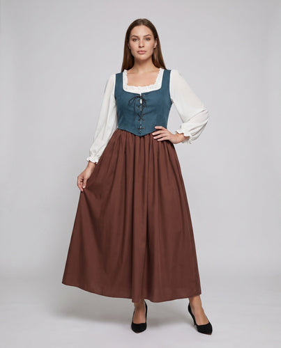 Damen traditionelle Kleid mit romantischem Oberteil und voluminösem Rock Shop Nory