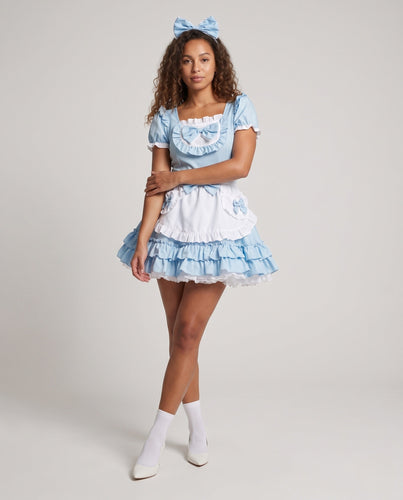 Damen verspieltes Kleid mit Rüschendetails und Schleifen Shop Nory