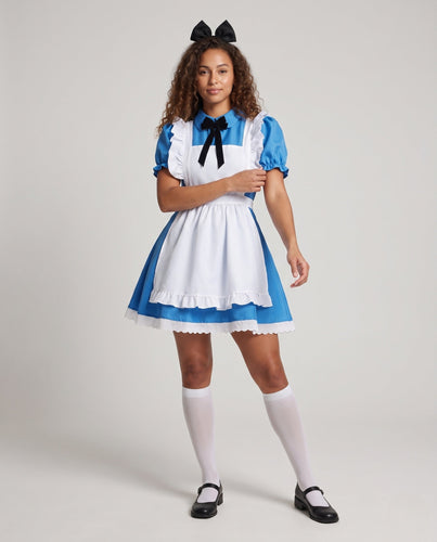 Damen verspieltes Kostümkleid mit Rüschendetails und Schürze Shop Nory