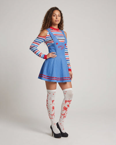 Damen verspieltes Latzkleid mit langen Ärmeln Shop Nory