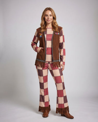 Damen Boho-Chic Freizeitanzug mit Fransen und bunten Mustern Shop Nory