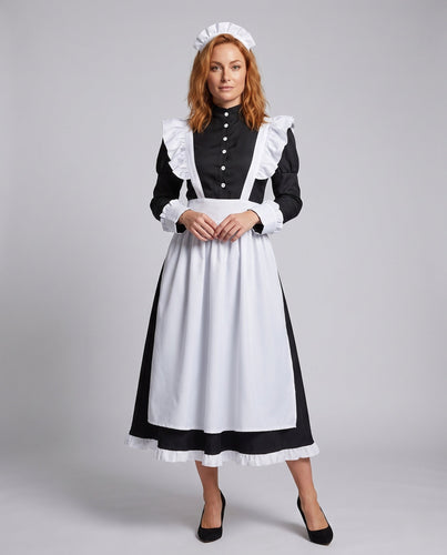 Damen Dienstmädchen-Kostüm mit Rüschen und Schürze Shop Nory