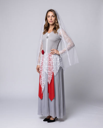 Damen Elegantes Hochzeitskleid mit transparentem Schleier und romantischen Akzenten Shop Nory
