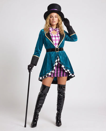 Damen Fantasiekostüm im viktorianischen Stil mit Hut und Unterrock Shop Nory