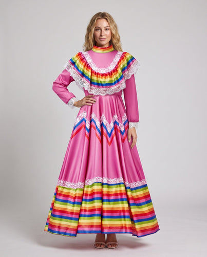 Damen festliches Kleid mit bunten Zierdetails Shop Nory