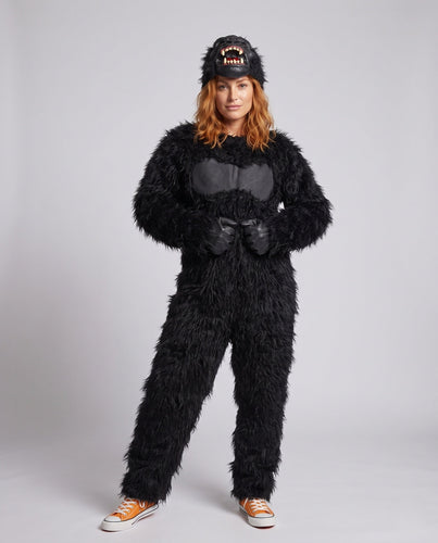 Damen Gorilla Kostüm mit maskierter Kapuze und detailreicher Verarbeitung Shop Nory