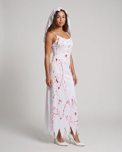 Damen Gruselige Hochzeitskleid mit blutigen Akzenten Shop Nory