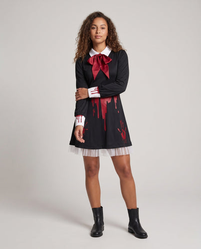 Damen Gruselige Puppe Kleid mit Blutdetails Shop Nory
