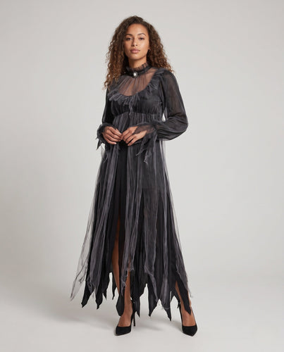 Damen Gruseliges Geisterkleid mit transparenten Details Shop Nory