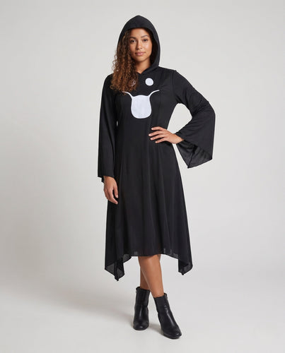 Damen Gruseliges Kostüm mit Kapuze und weitem Ärmeln Shop Nory