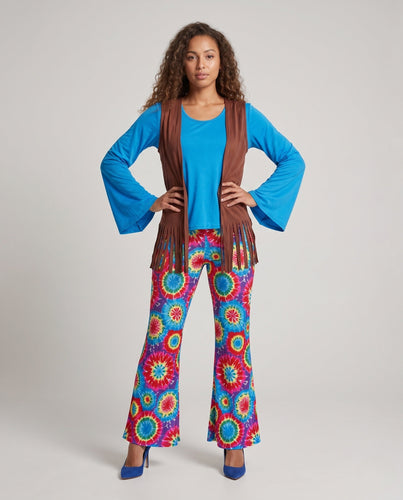 Damen Hippie-Anzug mit weitem Bein und bunten Mustern Shop Nory